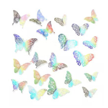 Lot de 120 autocollants muraux papillons 3D, amovibles, en PET