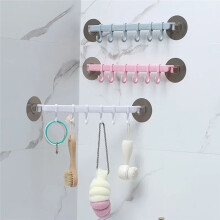Strong Adhesive Hooks 6 Rows for Hanging in Kitchen and Bathroom Corners Traceless Hooks White &