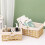 Wicker Storage Basket Hand-Woven Paper Rope Decorative Rectangular Wicker Basket  Storage Box C 7