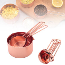 16x Rose Gold Stainless Steel Measuring Cups and Spoons Engraved Measurements,Pouring Spouts & Mirror Polished