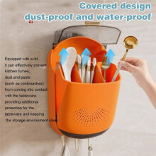 Kitchen Tableware Storage Holder Wall-Mounted Dustproof Spoon and Chopstick Organizer Utensils Cutlery Holder