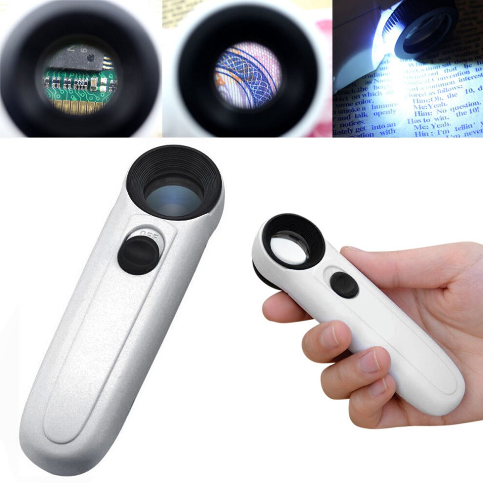 Light 40X Magnifying Glass With Dual Led Loupe For Jewelry Inspection And Precision Viewing