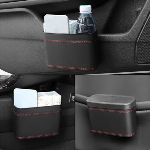Car Trash Bin - Hanging Vehicle Garbage Dustbin, Square Pressing Type, Auto Storage Box, Plastic 2