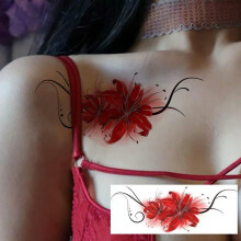 2 Pcs Cherry Blossom Temporary Tattoo Stickers for Women Waterproof LongLasting Neck Scar Cover