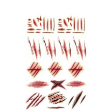 Waterproof Fake Tattoo Stickers Realistic Scar and Scratch Temporary Tattoos for Halloween