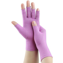 Compression Arthritis Gloves for Women and Men, Fingerless Pain Relief Gloves for Carpal Tunnel, Purple Medium