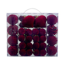 48Pcs Christmas Baubles Shatterproof Velvety Ball-Burgundy