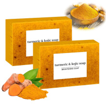 Turmeric Soap with Lemon for Even Tone Skincare, Deep Cleansing Face and Body Wash Bar, 2pcs