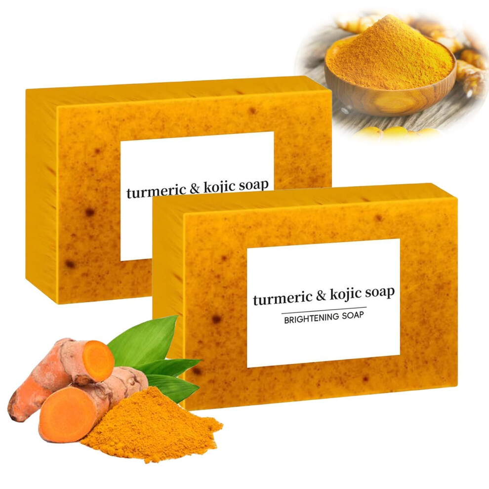 Turmeric Soap with Lemon for Even Tone Skincare, Deep Cleansing Face and Body Wash Bar, 2pcs