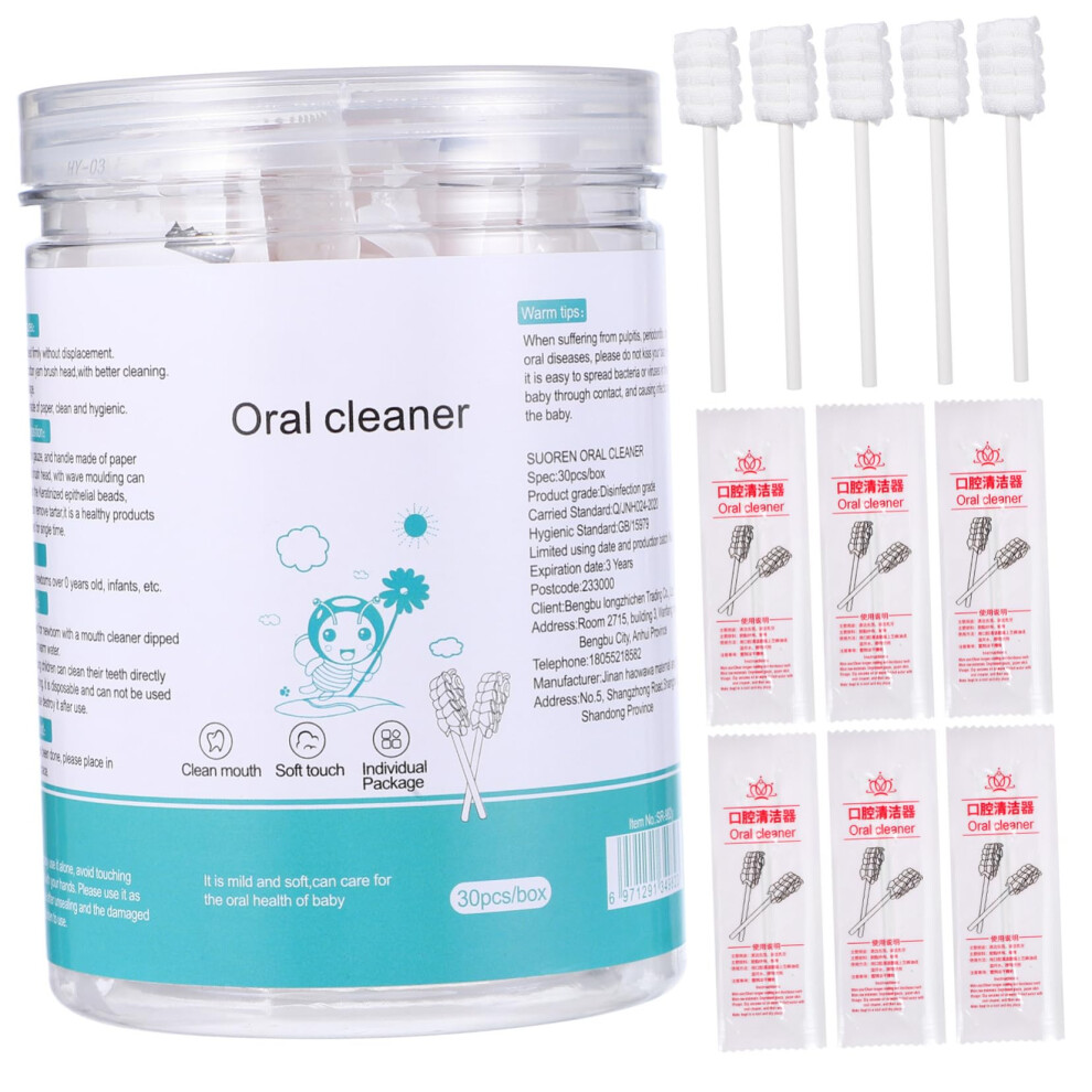 30Pcs Soft Gauze Baby Finger Toothbrush for Newborn Gentle Infant Oral Cleaner with Long Handle