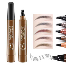 Waterproof Microblading Eyebrow Pencil Set 2PCS with 4 Fork Tip for Natural Hair Strokes, Long Lasting Light Brown