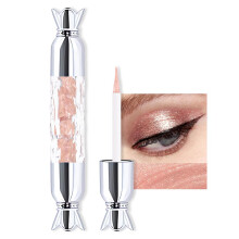 Waterproof Glitter Eyeshadow and Liquid Eyeliner, Shimmer Metallic Pink Gold, Korean Eye Makeup