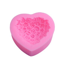 Formă de silicon pentru fondant cu trandafir de Ziua Îndrăgostiților, 7,2x6,5x3cm, fuchsia