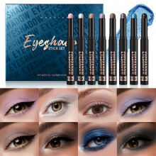 Waterproof Longlasting Eyeshadow Stick and Eyeliner Pen, 2 in 1 Cream Pencil Set, 16 Colors