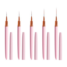 Nail Art Liner Brush Set 5pcs Double Ended Precision Detailing Dual Tips Pink and Rose Gold