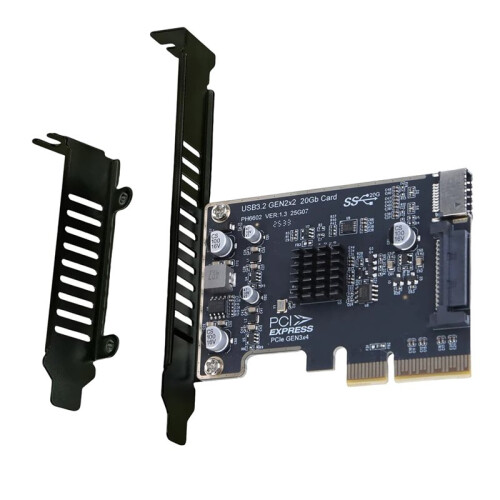 Placa de Expansão PCIe para Tipo-e, PCI Express X4 para Tipo-e USB 3.2 Gen2 20Gb, Placa Riser para PC, Laptop e Desktop