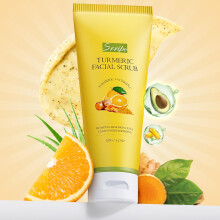 Vitamin C Turmeric Face Scrub Brightening Exfoliating Wash for Blackheads Dark Spots Oily Skin 4.23oz