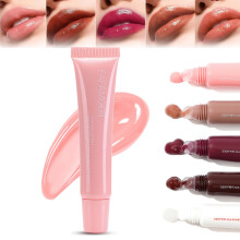 Long Lasting Lip Gloss with Deep Hydration, Peptide Lip Tint Oil 10ML Shade 01 Ribbon
