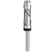 Fresa de Acabamento de Compressão de Carboneto com Haste de 1/4", Rolamentos Superior e Inferior, para Acabamento de Madeira