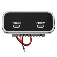 130W Car Charger Panel Dual 65W PD3.0 USB C Fast Charging Power Outlet Socket for 12V/24V RV Boat Truck Bus