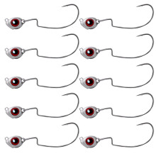 10pcs Swimbait Hook Jig Luminous Eyes Fishhook Fishing Worm Lure Hooks Seawater Freshwater Fishhook 7g
