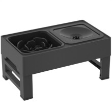 Adjustable Height Cat Feeder Stand - Folding Stainless Steel Pet Bowl Table with Non-Slip Design B