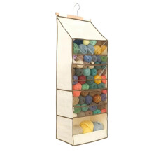 Yarn Heaven Storage Bag - Large Capacity Hanging Yarn Storage Organizer with 4 Clear Zipper Closure Compartments Pockets