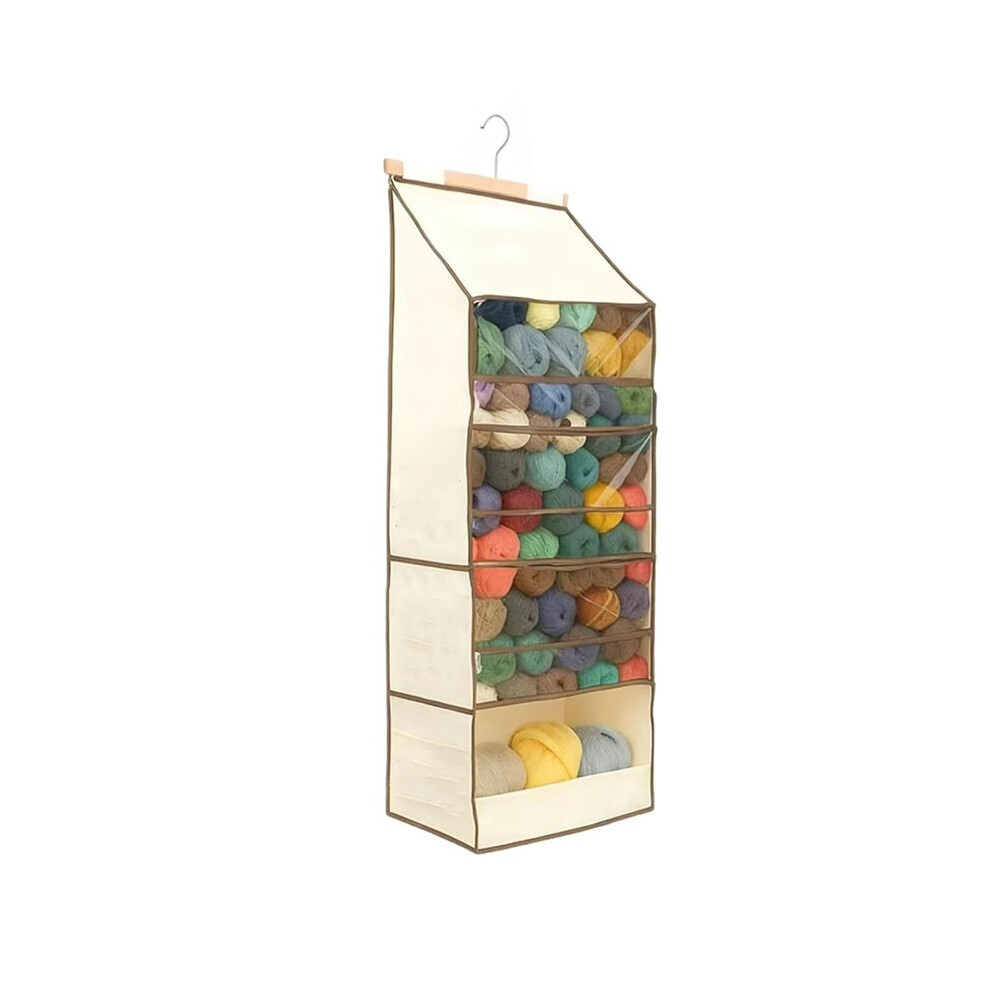 Yarn Heaven Storage Bag - Large Capacity Hanging Yarn Storage Organizer With 4 Clear Zipper Closure Compartments Pockets 6032000419654