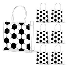 24Pcs Soccer Clear PVC Gift Bags with Handles Bulk Sport Theme Goodie Treat Candy Bags Team Present Wrap Tote Bags