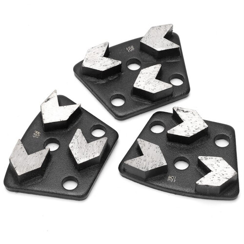 Conjunto de 3 Discos de Polimento Trapezoidais de 16 Polegadas para Esmerilhadeira de Concreto, Ferramenta de Corte e Desbaste