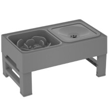 Adjustable Height Cat Feeder Stand - Folding Stainless Steel Pet Bowl Table with Non-Slip Design D