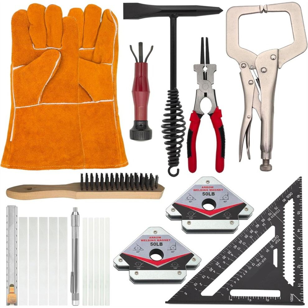 Mig Welding Tools,Chipping Hammer,Leather Welding Gloves,Speed Square,Welding Clamp,Soapstone Holder,Welding Magnet 4713634419945