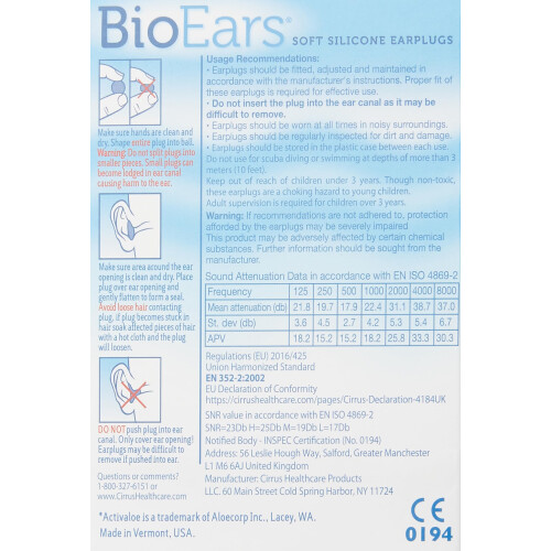 BioEars Soft Silicone Earplugs with ACTIValoe. (6 pairs) 1