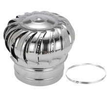 Stainless Steel Roof Exhaust Cap Flue Vent, Rotating Wind Turbine Chimney Cover for Outside Roof Vents