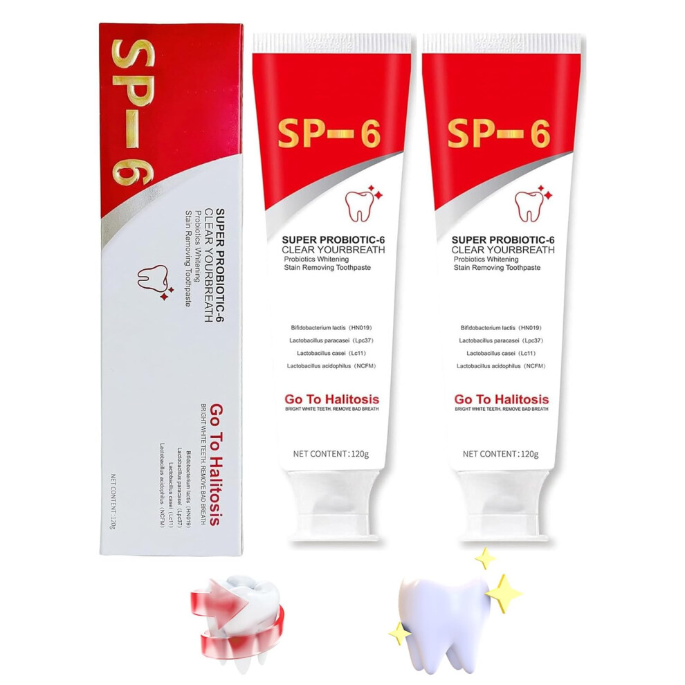 SP6 Probiotic Whitening Toothpaste for Fresh Breath, Ultra Whitening Ocean Mint (2)