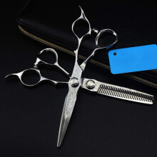 6 Inch Professional Hair Cutting Scissors Set, Ergonomic Handle, Smooth Cutting, Adjustable Tension, Silver