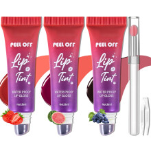 Peel Off Lip Stain Set, Long Lasting Waterproof Lip Tint Trio with Fruit Scent and Matte Finish