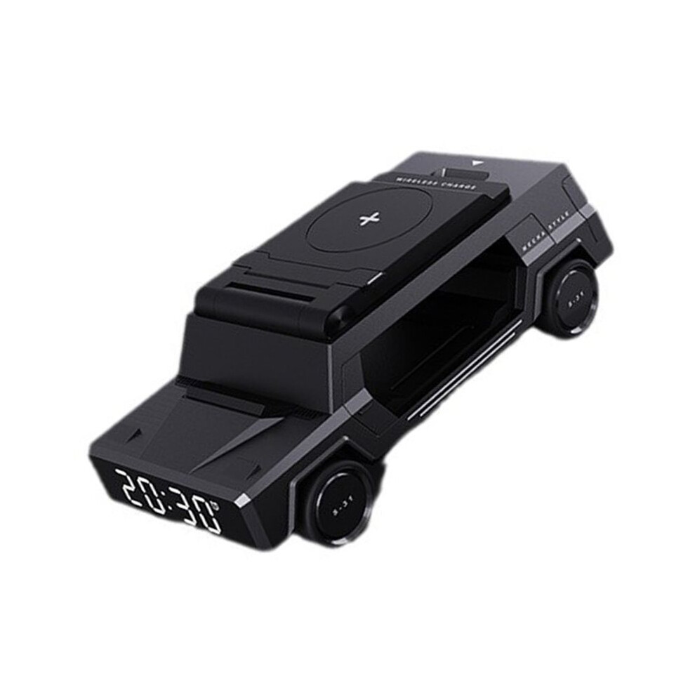 Wireless Car Charger With Clock Fast Charging Dock For Iwatch Airpods Zinc Alloy Dashboard Stand A 6031353663202
