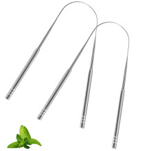 Stainless Steel Tongue Scraper Set 2 Pack for Fresh Breath and Oral Hygiene with Travel Case