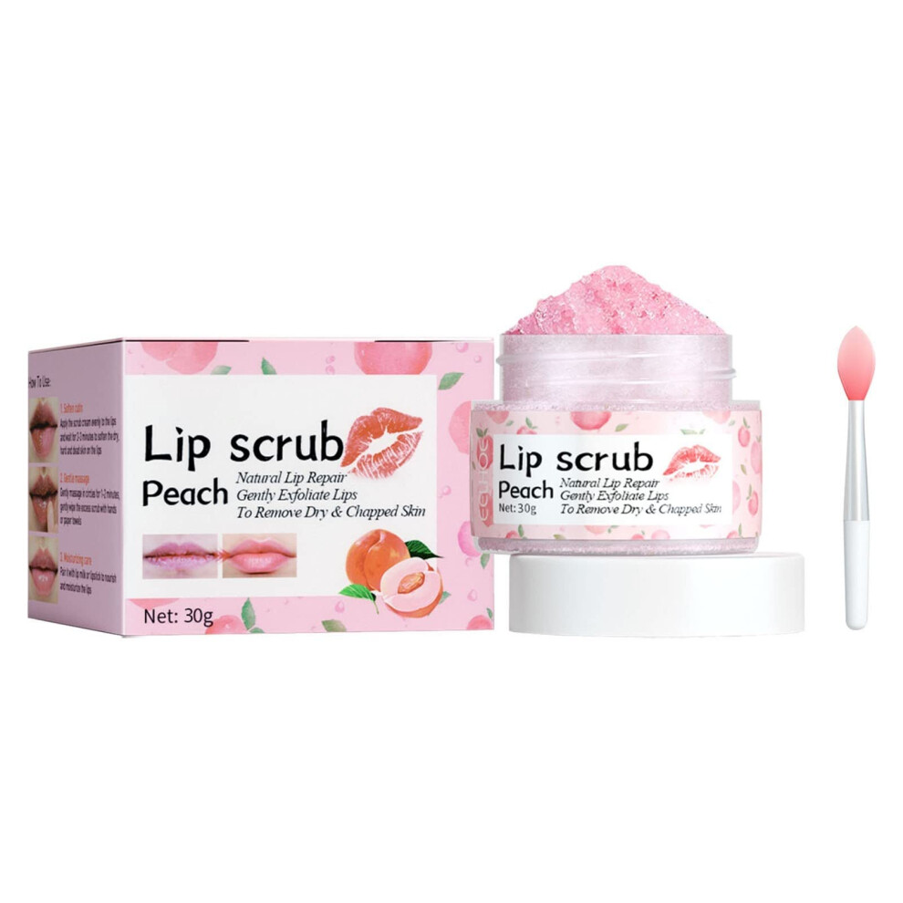 Peach Sugar Lip Scrub Exfoliating Lip Balm For Dry Lips Deep Hydration Natural Revitalizing Treatment
