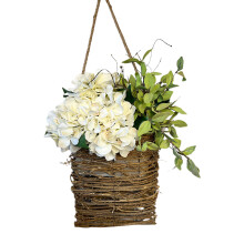 Vintage Silk Flower Door Hanger Basket Wreath