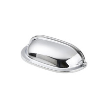 Vintage Messing-Schrankgriff, Verchromter Silberner Schubladenknopf für Kleiderschrank und Kommode, Reihenabstand 64 mm