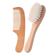 Ensemble de 2 Peignes et Brosses pour Bébé - Soin des Cheveux - Brosse Apaisante - Peigne en Bois de Hêtre - Masseur pour Nouveau-Né - Cadeau de