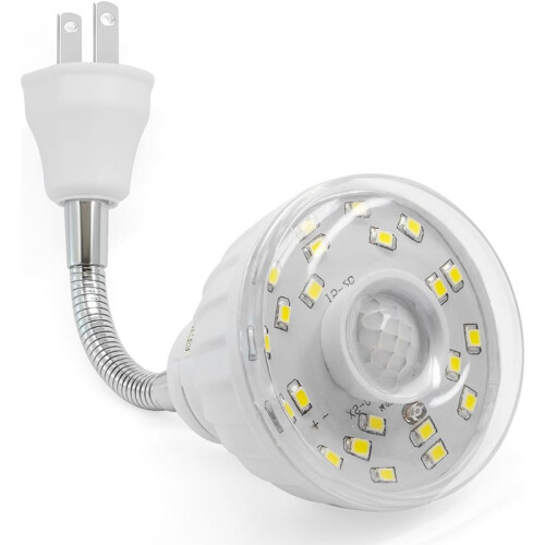 LED Motion-Activated Directional Rotating Flexible Sensor Night Light AC Outlet Plug-in Wall Stair Lamp US Plug 1