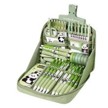 Panda School Supplies Set 34x24x6cm Cute Canvas MultiCompartment Pencil Case for Kids Girls Boys