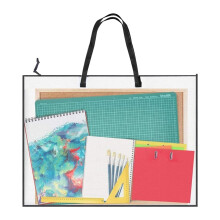 19x25 Inch Clear Art Portfolio Case with Zipper and Reinforced Handle for Drawings, Posters, Canvas
