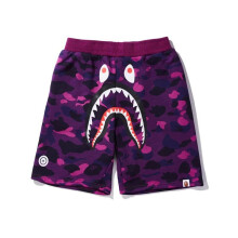 (Purple,M)Summer Leisure New Popular Logo Camouflage Shark Head Printed Shorts Youth