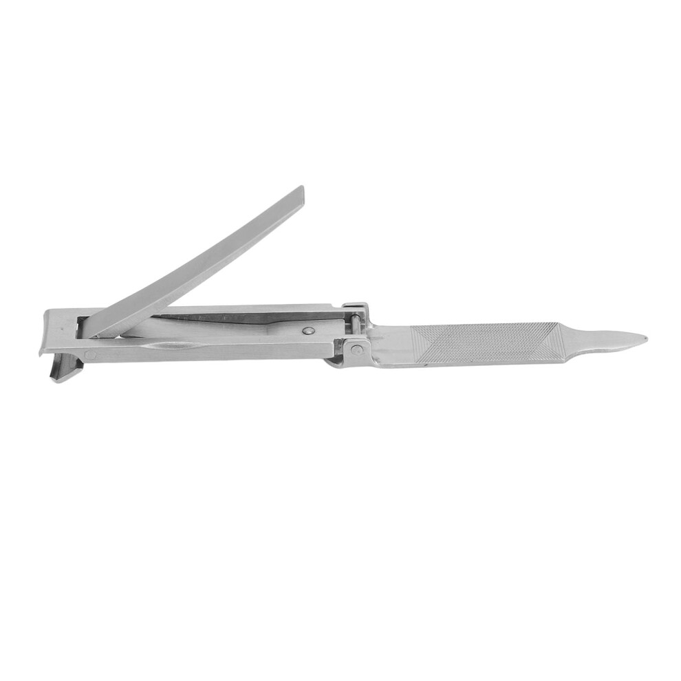 Stainless Steel Folding Nail Clipper with Curved Precision Blade and Builtin Nail File Keychain