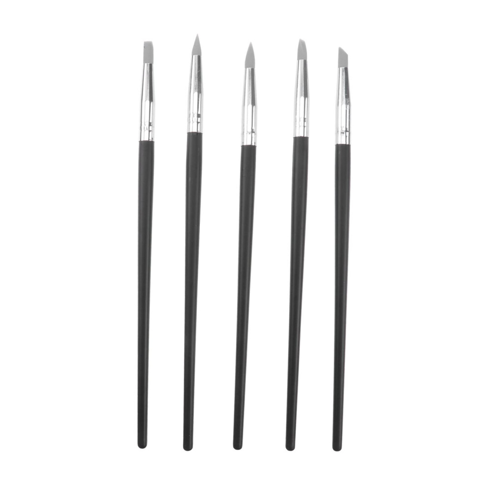 5pcs Silicone Nail Art Pen Set with Precision Detailing Tips for Clay Sculpting and Painting