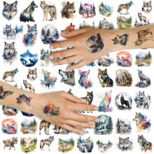 Wolf Temporary Tattoos Set, Variety Animal Designs, Easy Apply and Remove, Party Favor Supplies
